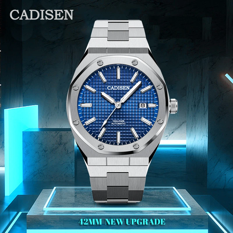 

CADISEN 42MM Men Watches Mechanical Automatic NH35A Blue Watch Men 100M Waterproof Top Brand Luxury Watches Relogio Masculino