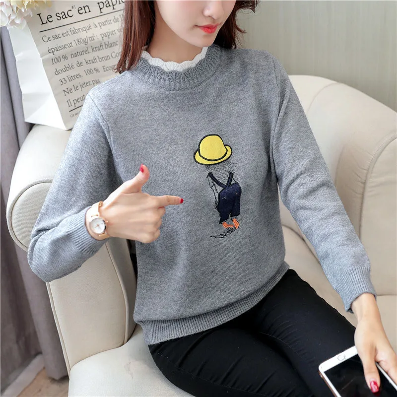 Female Autumn Knitted Pullovers and Sweaters Autumn Cute Girl Prited Teenage Pull Jumper Tops Long Sleeve Turtle Neck Sweater
Female Autumn Knitted Pullovers and Sweaters Autumn Cute Girl Prited Teenage Pull Jumper Tops Long Sleeve Turtle Neck Sweater