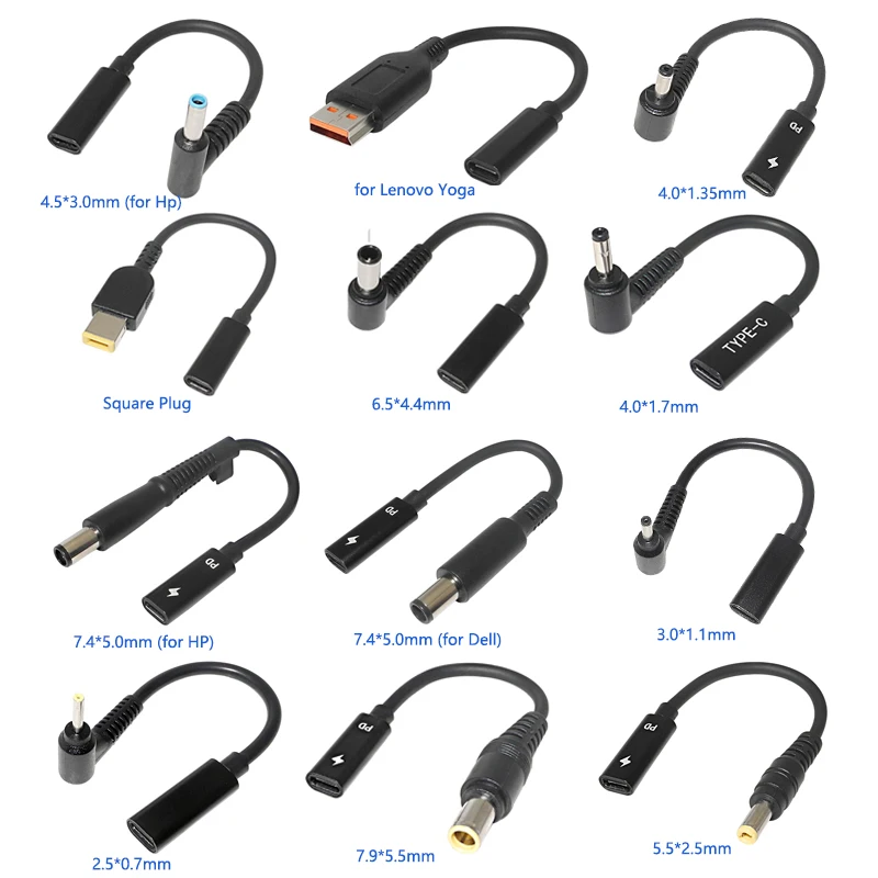 Переходник USB Type-C (гнездо) к универсальному разъему постоянного тока, зарядный блок питания PD, кабель-преобразователь для ноутбука
Переходник USB Type-C (гнездо) к универсальному разъему постоянного тока, зарядный блок питания PD, кабель-преобразователь для ноутбука