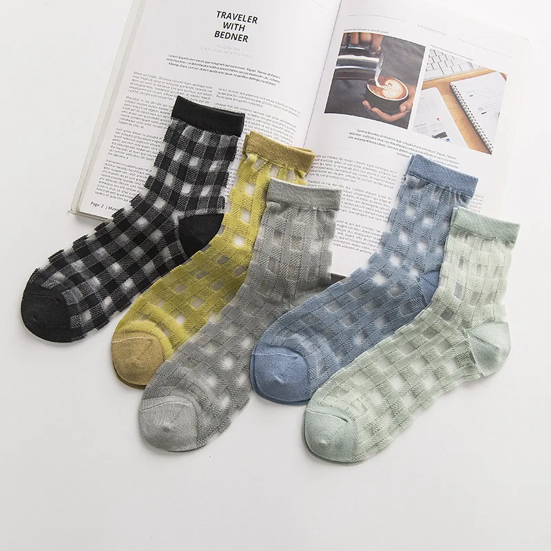 Women Checkered Ankle Socks Ultra-thin Summer Autumn For Girls Ice silk Fiber Silk Socks Retro Anklet socks
Women Checkered Ankle Socks Ultra-thin Summer Autumn For Girls Ice silk Fiber Silk Socks Retro Anklet socks