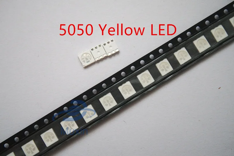 Светодиодный чип SMD 5050 50 шт. Ультраяркий желтый светодиод для поверхностного