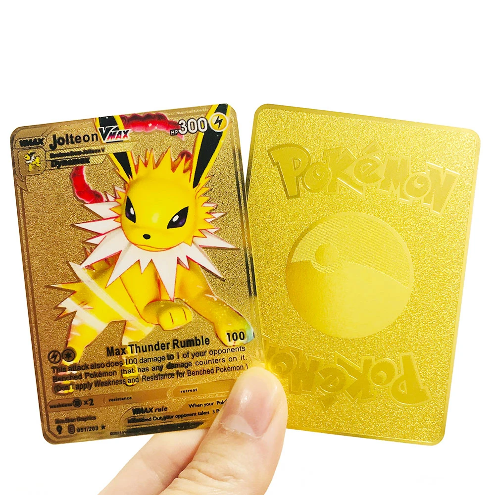 English Pokemon Metal Cards EN Letters Jolteon V VMAX Collection Gold Card GX Vmax Original Game Toy Kid Gifts
English Pokemon Metal Cards EN Letters Jolteon V VMAX Collection Gold Card GX Vmax Original Game Toy Kid Gifts