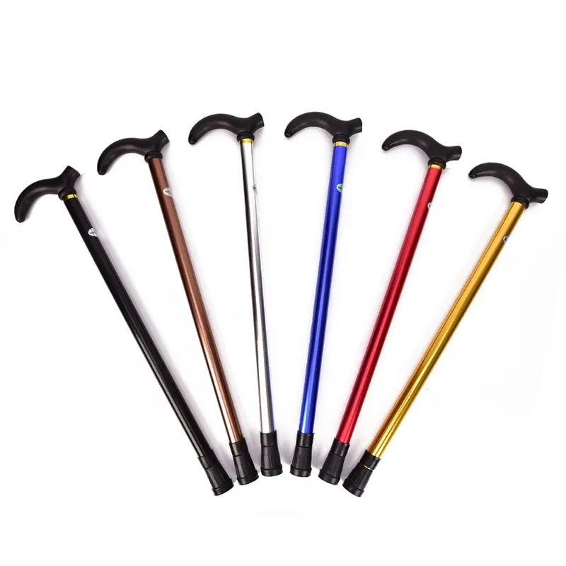 Telescopic Walking Stick Cane Hiking Rubber Tips 6 Grade Alpenstock for Elderly Aluminium Body Climbing Equipment | Спорт и