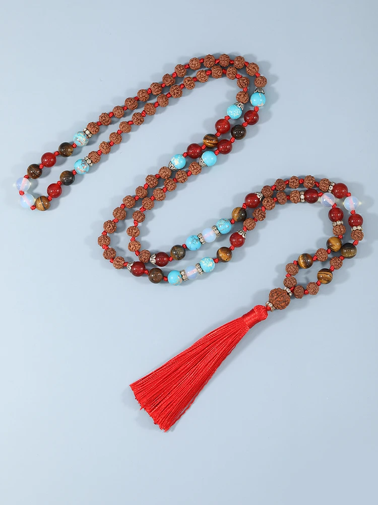 YUOKIAA медитация 108 Mala Beads ожерелье семена буддистского Розария тигровый глаз