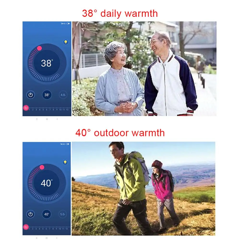 Fashion Smart USB Heating Vest APP Bluetooth Temperature Control Electric Suit
Fashion Smart USB Heating Vest APP Bluetooth Temperature Control Electric Suit