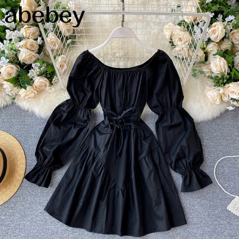 Autumn Dress Retro Gothic Women White Black Bandage Mini Dress Sexy Off Shoulder Puff Sleeve Korean Vestidos
Autumn Dress Retro Gothic Women White Black Bandage Mini Dress Sexy Off Shoulder Puff Sleeve Korean Vestidos