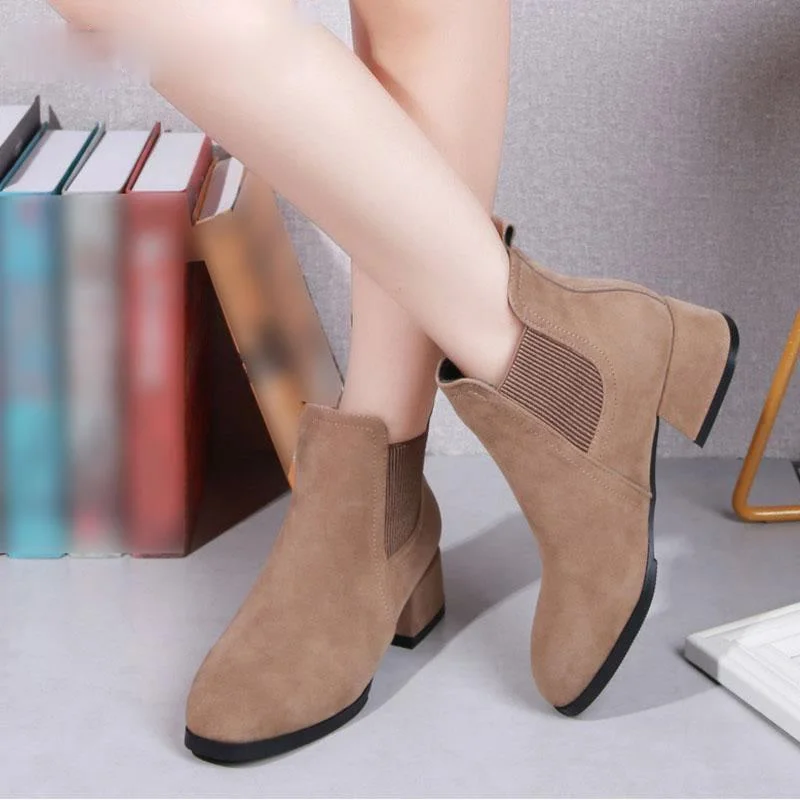 Women Shoes Autumn Ladies Ankle Boots Suede Black Chelsea Boot Slip on Ladies Casual Thick Heels Fashion Comfort Female Hot
Women Shoes Autumn Ladies Ankle Boots Suede Black Chelsea Boot Slip on Ladies Casual Thick Heels Fashion Comfort Female Hot