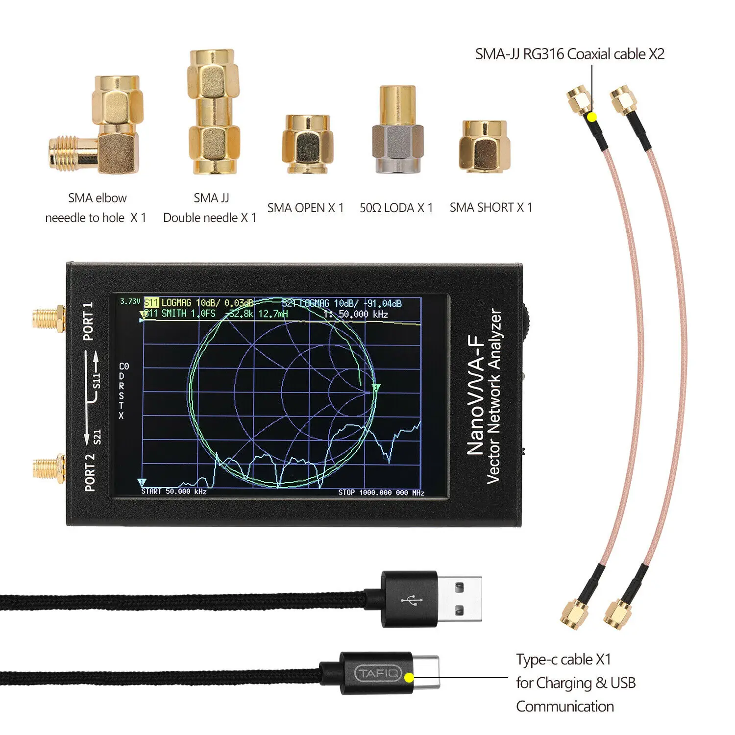 Анализатор сети NanVNA H 4 3 дюйма 50 1 5 ГГц IP5306 2 А IPS MF HF VHF Векторный ручной анализатор