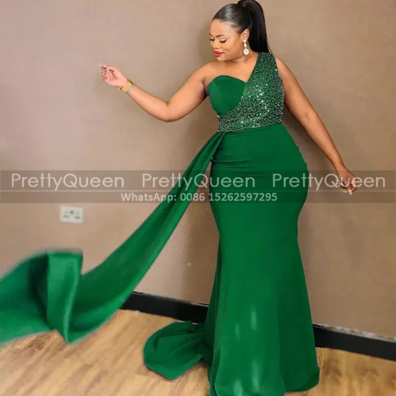 Luxury Beads Sequins One Shoulder Prom Dresses Mermaid Streamer African Women Green Long Evening Dress Reception Gown
Luxury Beads Sequins One Shoulder Prom Dresses Mermaid Streamer African Women Green Long Evening Dress Reception Gown