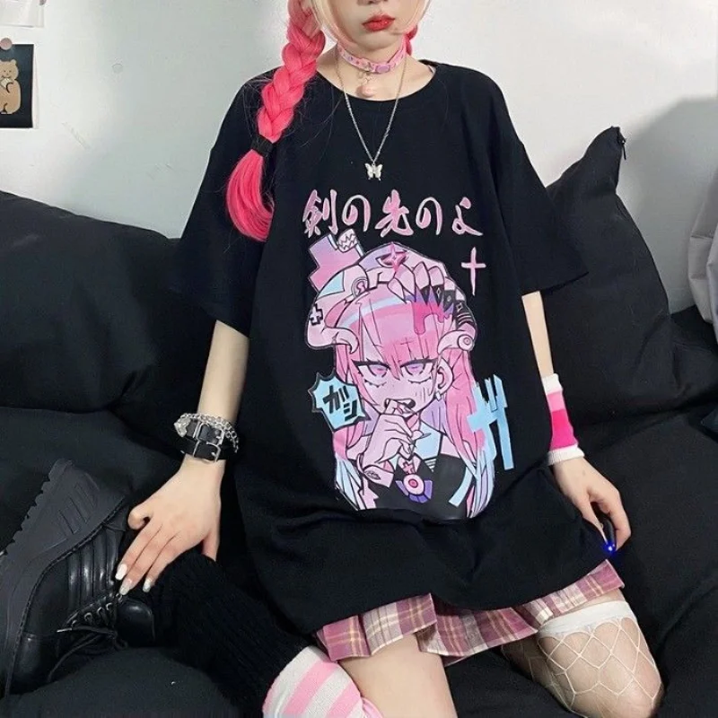 Japanese Anime Print T-Shirts For Women Fairycore Egirl Harajuku Aesthetic Graphic Tee Summer Short Sleeve Oversized Manga Tops
Japanese Anime Print T-Shirts For Women Fairycore Egirl Harajuku Aesthetic Graphic Tee Summer Short Sleeve Oversized Manga Tops