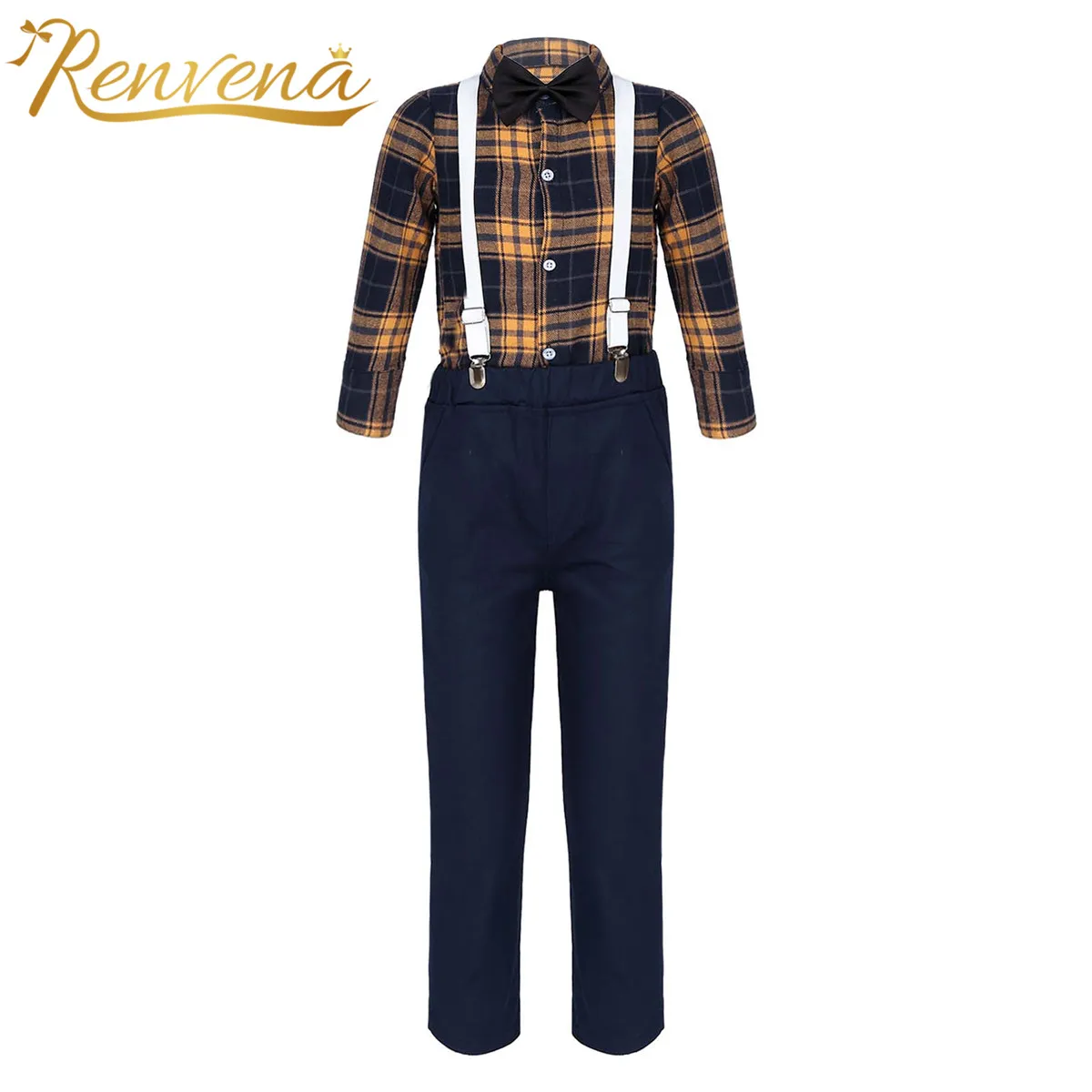 Childrens Clothing 4Pcs Kids Clothes Sets Boys Gentleman Outfits Plaid Long Sleeve Shirt + Suspenders Pants Birthday Boys Suits
Childrens Clothing 4Pcs Kids Clothes Sets Boys Gentleman Outfits Plaid Long Sleeve Shirt + Suspenders Pants Birthday Boys Suits