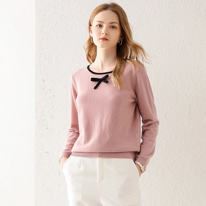 LHZSYY 2020 New Pure Wool Back Cardigan Women' Autumn Long-Sleeved Jacket Round Neck Cashmere Sweater Base Shirt Bow Knitted Top 
LHZSYY 2020 New Pure Wool Back Cardigan Women' Autumn Long-Sleeved Jacket Round Neck Cashmere Sweater Base Shirt Bow Knitted Top