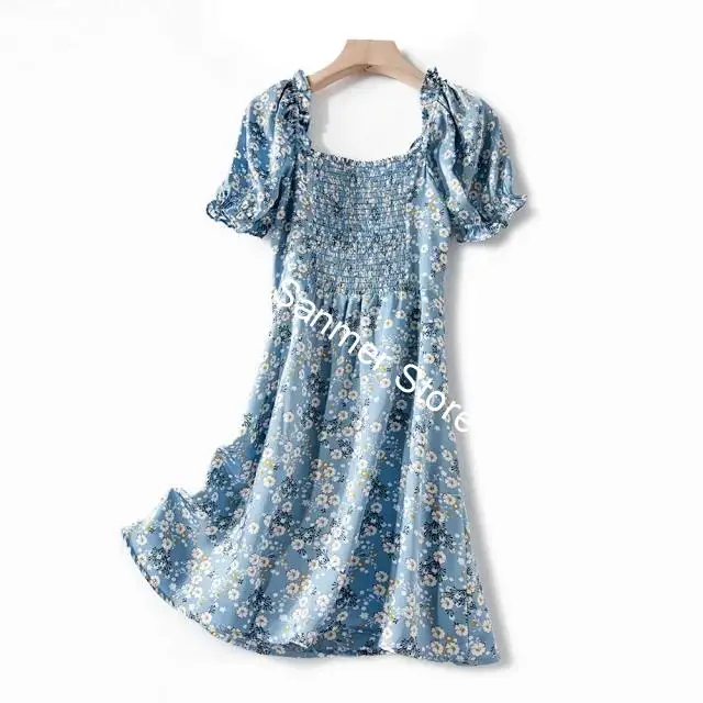 Women Blue Green Dresses Short Puff Sleeve Daisy Print Square Collar Fresh Prairie Chic Buttons A-line Ladies Mini Dress Summer
Women Blue Green Dresses Short Puff Sleeve Daisy Print Square Collar Fresh Prairie Chic Buttons A-line Ladies Mini Dress Summer