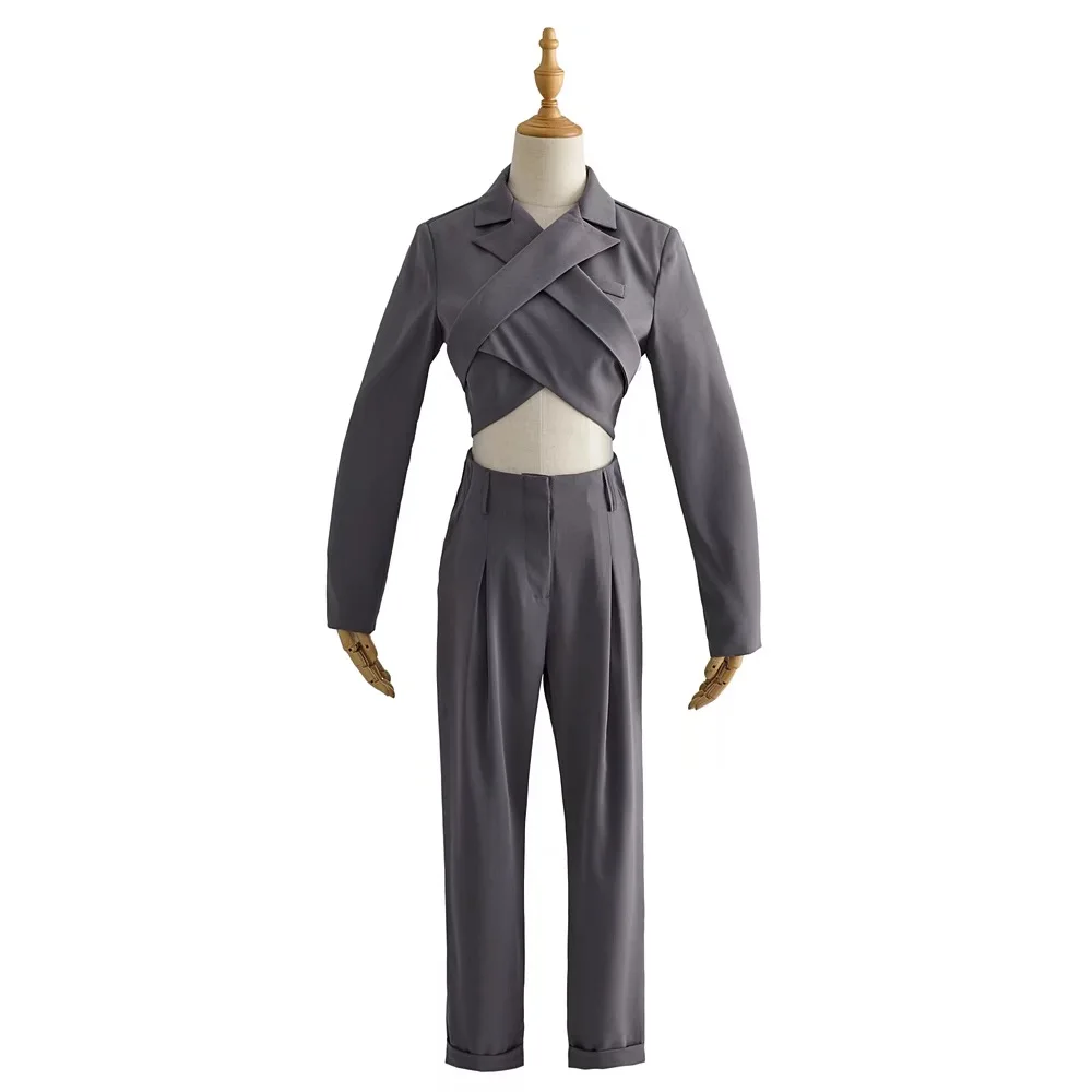 Autumn Sexy style Jennie Cross Hollow Out Backless Blazer High Waist Loose ide Leg Pants Long Sleeve Suits 2 Pieces Set
Autumn Sexy style Jennie Cross Hollow Out Backless Blazer High Waist Loose ide Leg Pants Long Sleeve Suits 2 Pieces Set