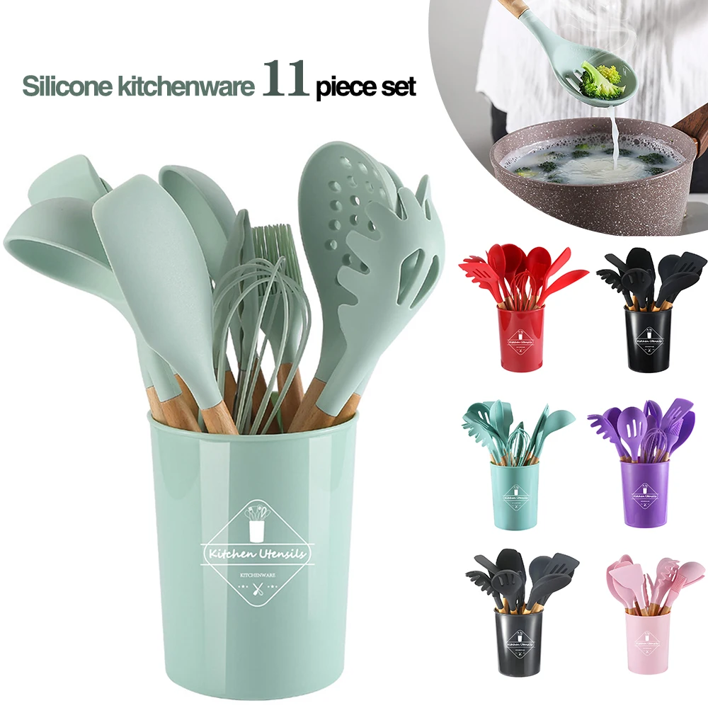 11pc/set Silicone Cooking Utensils for Kitchen Non-stick Cookware Spatula Shovel Egg Beaters Wooden Handle utensílios de cozinha
11pc/set Silicone Cooking Utensils for Kitchen Non-stick Cookware Spatula Shovel Egg Beaters Wooden Handle utensílios de cozinha
