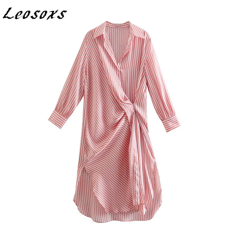 Leosoxs Fashion irregular striped shirt dress women robe long sleeve lapel Thin Loose elegant split dresses 2021 Summer New
Leosoxs Fashion irregular striped shirt dress women robe long sleeve lapel Thin Loose elegant split dresses 2021 Summer New