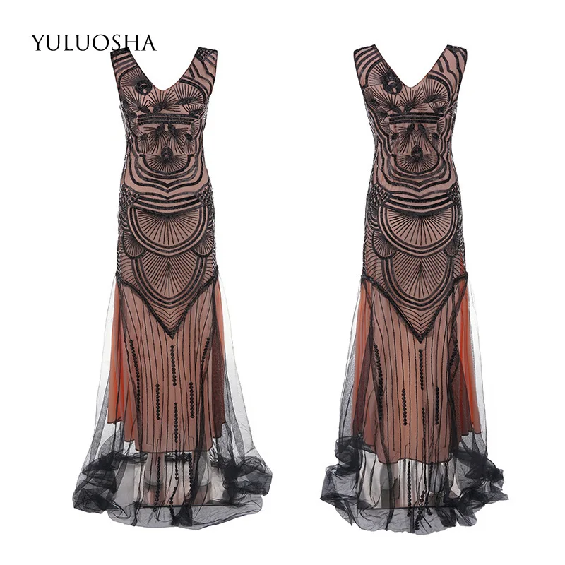 YULUOSHA Vintage Evening Dress Sequined Sleeveless Lace Beading V-Neck Sexy Crystal Dress Vestido Largo Fiesta Noche Elegante 
YULUOSHA Vintage Evening Dress Sequined Sleeveless Lace Beading V-Neck Sexy Crystal Dress Vestido Largo Fiesta Noche Elegante