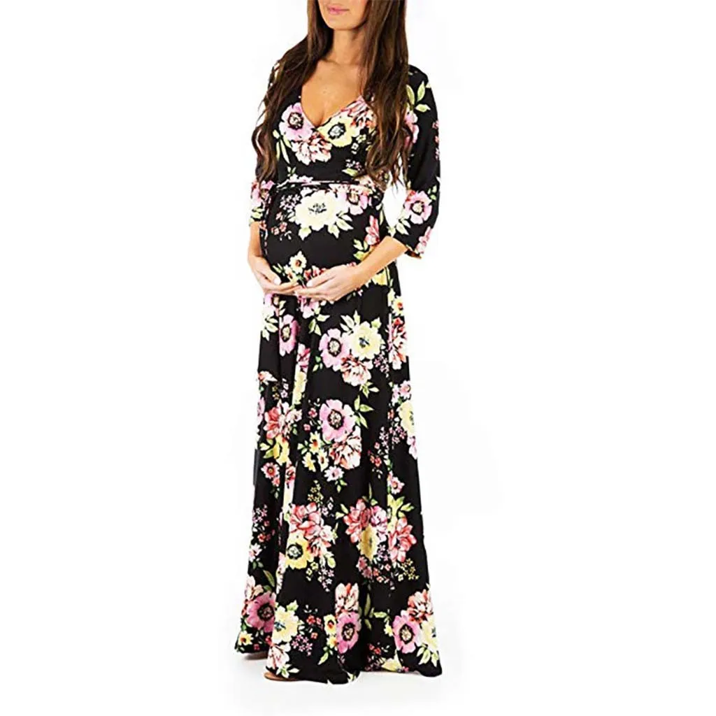 Maternity Woman Print Wrap Maternity Dress Adjustable Belt Multi-function Pregnant Dress Ankle-length Floral V-neck Dresses
Maternity Woman Print Wrap Maternity Dress Adjustable Belt Multi-function Pregnant Dress Ankle-length Floral V-neck Dresses