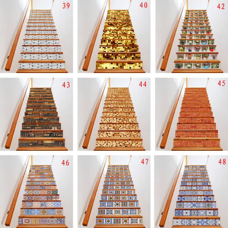 13 шт./компл. 3D наклейки на пол лестницы водостойкие съемные Самоклеящиеся