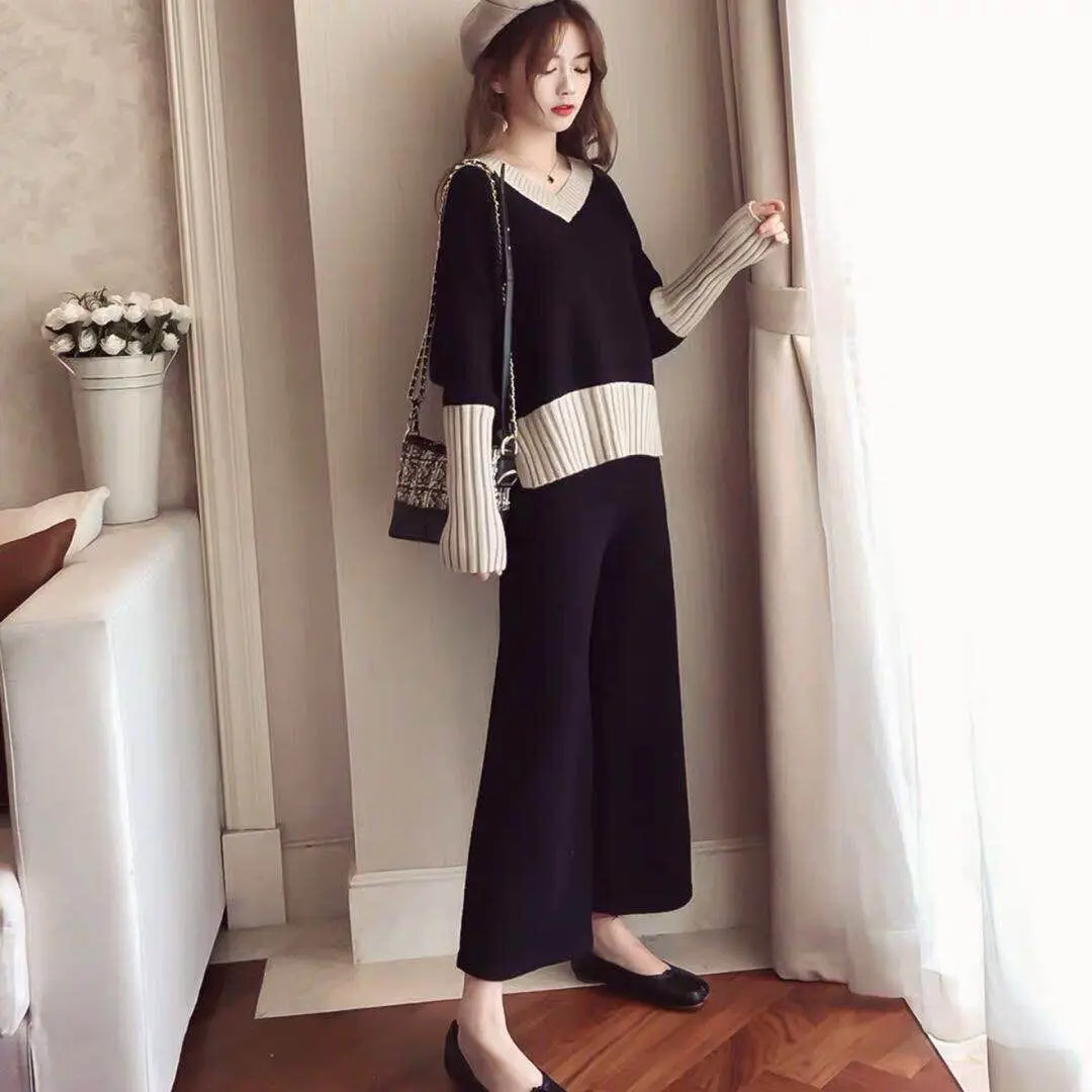 Sweater Suit Autumn Outfit New Korean Fashion Knitting Coat Wide-Legged Pants Two Pcs Knitted Suits Leisure Knitwear Loose Top
Sweater Suit Autumn Outfit New Korean Fashion Knitting Coat Wide-Legged Pants Two Pcs Knitted Suits Leisure Knitwear Loose Top