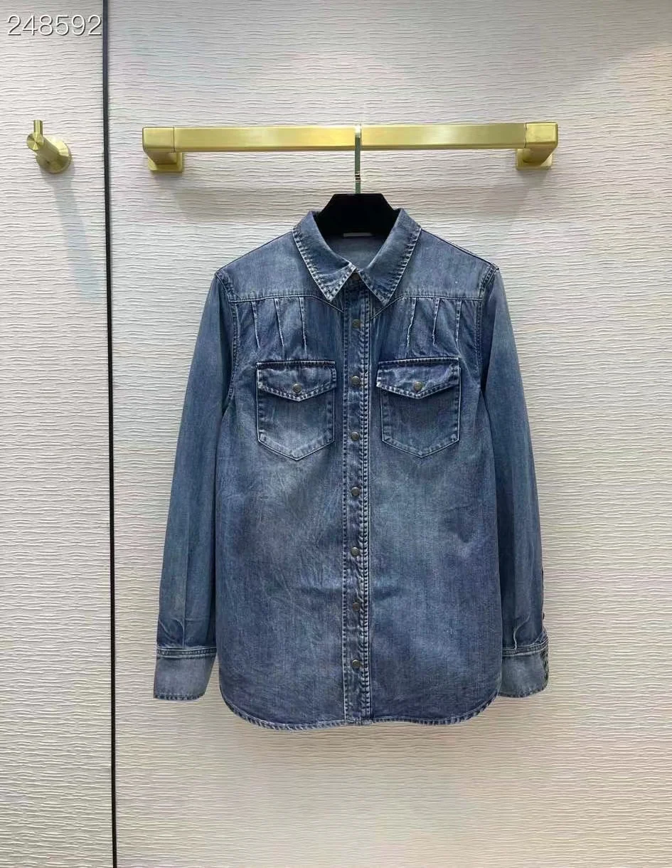 Fyion Denim Long Sleeve Shirt Blouse Winter Vintage Turn down Collar Blouses Elegant Office Lady Single Breasted Tops
Fyion Denim Long Sleeve Shirt Blouse Winter Vintage Turn down Collar Blouses Elegant Office Lady Single Breasted Tops