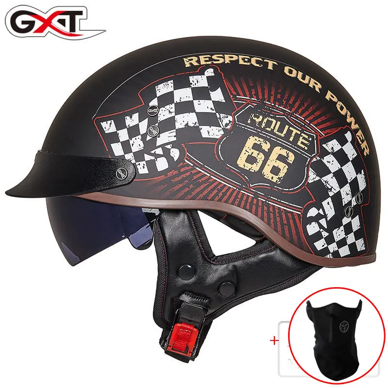 

2020 New GXT Retro Motorcycle Helmet Vintage Moto Helmet Open Face Scooter Biker Motorbike Racing riding Helmet DOT Approved