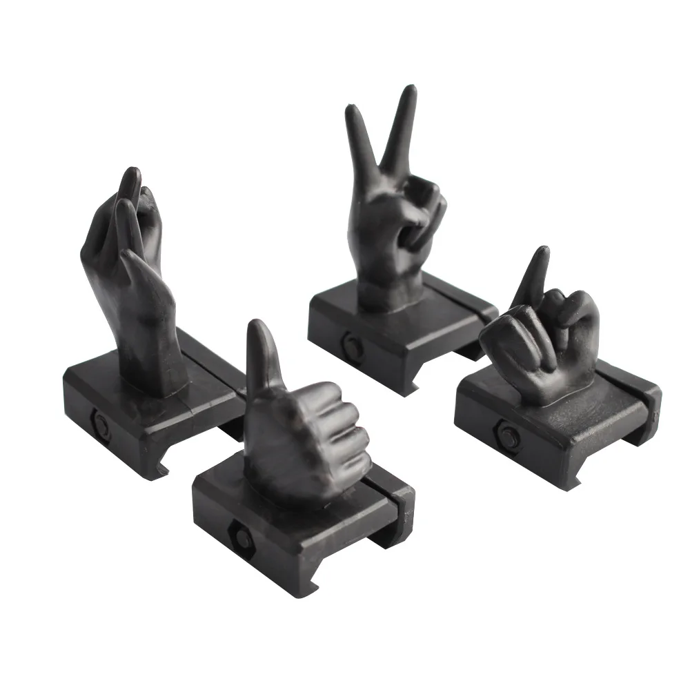 

4Pcs/Set Tactical Novelty Finger Thumb Sights For 20mm Wide Rail Mount Base AR15 Gun Accessories Hunting Scope Mount Decoration