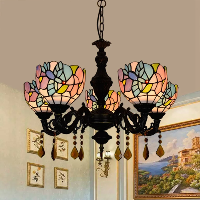 European and American Creative Tiffany Colored Glass Living Room Dining Room Bedroom Bar Club Bird Crystal 5 Chandelier
European and American Creative Tiffany Colored Glass Living Room Dining Room Bedroom Bar Club Bird Crystal 5 Chandelier