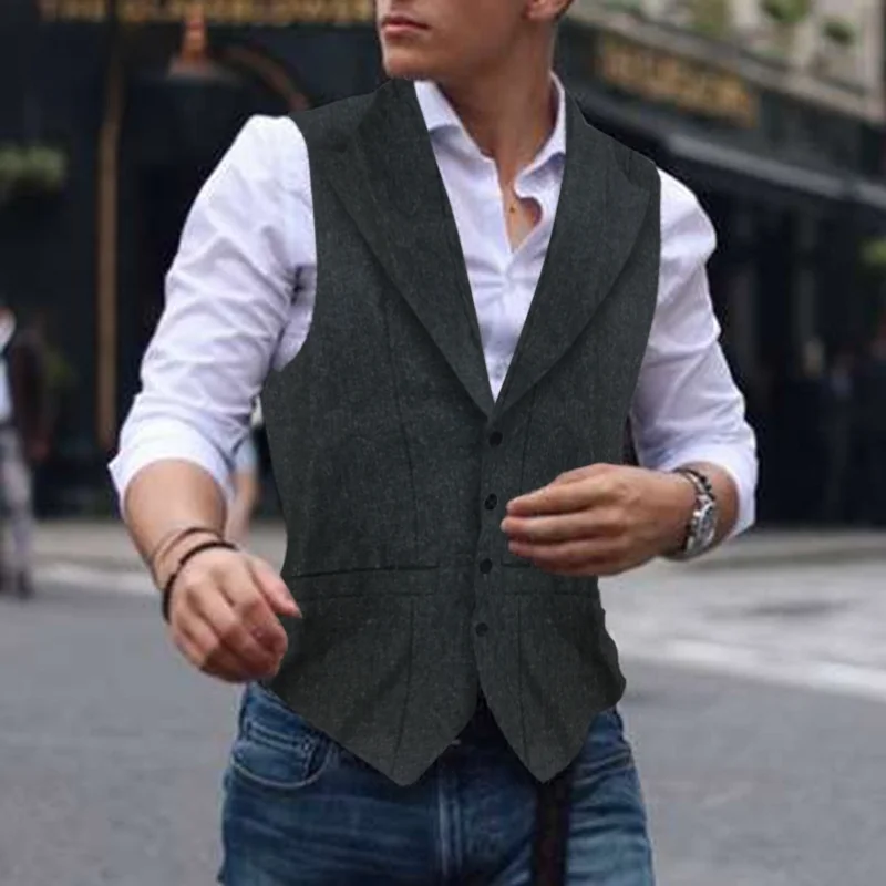 Men's Waistcoat Casual Solid Color Wool Slim Fit Vest Men Sleeveless Single Breasted Button Vest V Neck
Men's Waistcoat Casual Solid Color Wool Slim Fit Vest Men Sleeveless Single Breasted Button Vest V Neck