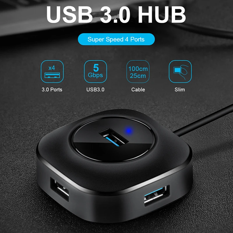 

USB Hub USB 3.0 Hub 2.0 Multi USB Splitter Adapter 4 Ports Speed Mini Multiple 3 Hab usb3.0 HUB Port USB-Hub Expander For PC