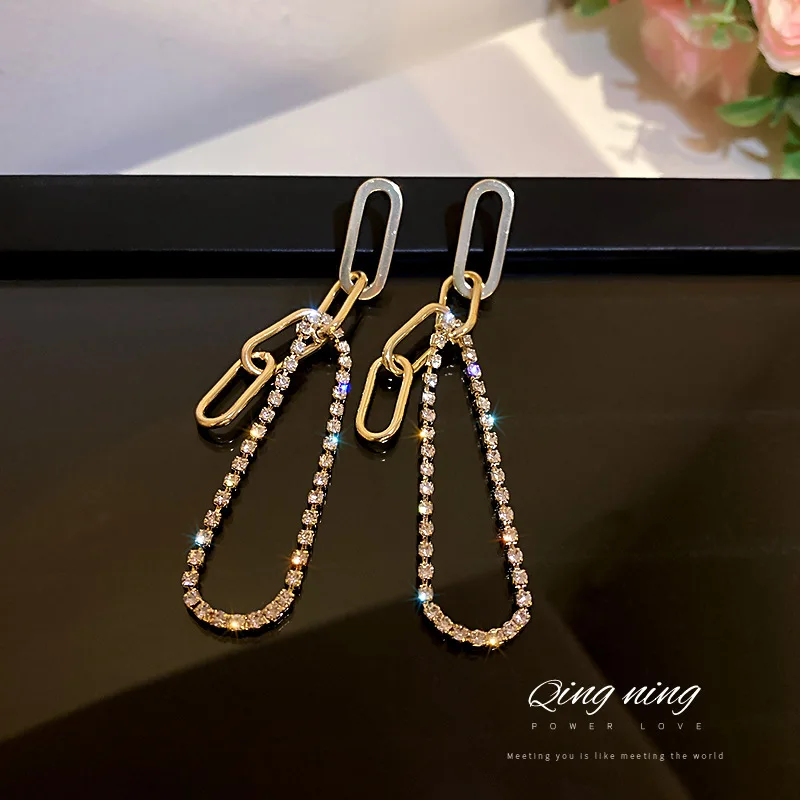925 silver needle exaggeration individual character tassel set diamond earrings long eardrop temperament ear ornaments female
925 silver needle exaggeration individual character tassel set diamond earrings long eardrop temperament ear ornaments female