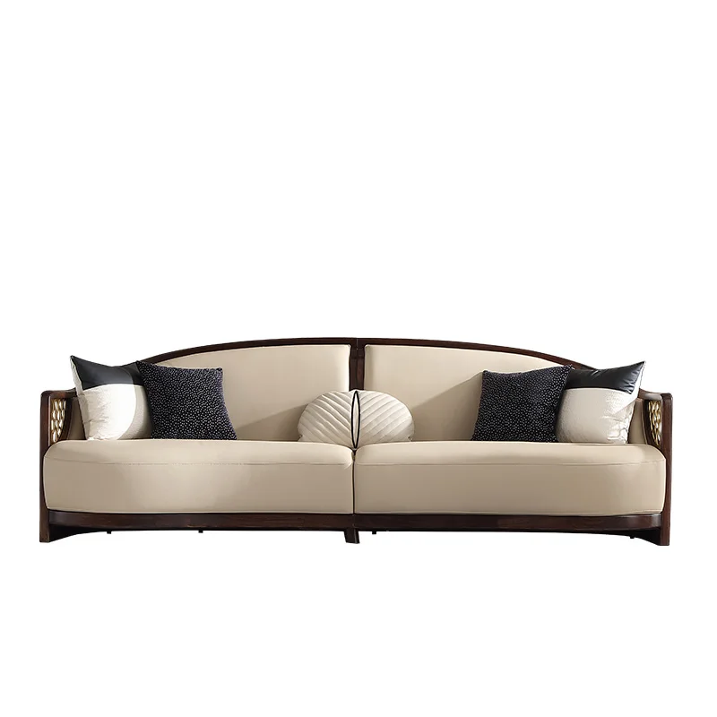 New Chinese furniture leather solid wood sofa modern light luxury simple large family living room sofa combination
New Chinese furniture leather solid wood sofa modern light luxury simple large family living room sofa combination