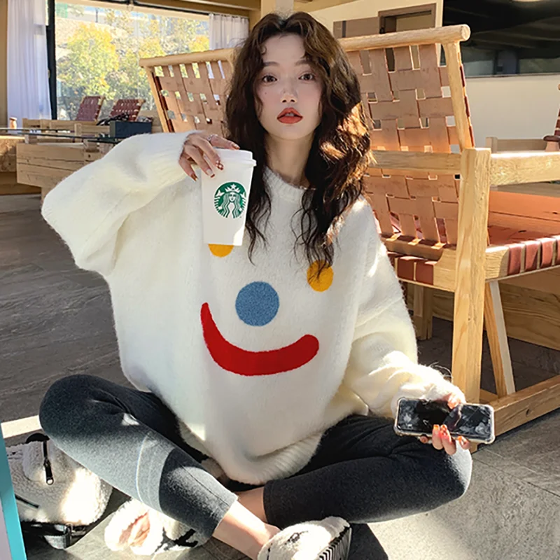 New Streetwear Women Sweater Loose Jumper Female Funny Smiley Snowman Pull Femme Top Cashemere Oversized Sueter Jersey Mujer
New Streetwear Women Sweater Loose Jumper Female Funny Smiley Snowman Pull Femme Top Cashemere Oversized Sueter Jersey Mujer