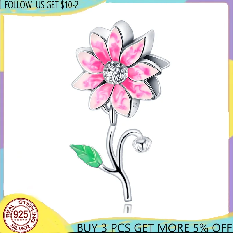 HOT 925 Sterling Silver Luxury Pink Flower Beads Charms Fit Original Bracelets Bangle Make DIY For Women Jewelry Gift
HOT 925 Sterling Silver Luxury Pink Flower Beads Charms Fit Original Bracelets Bangle Make DIY For Women Jewelry Gift