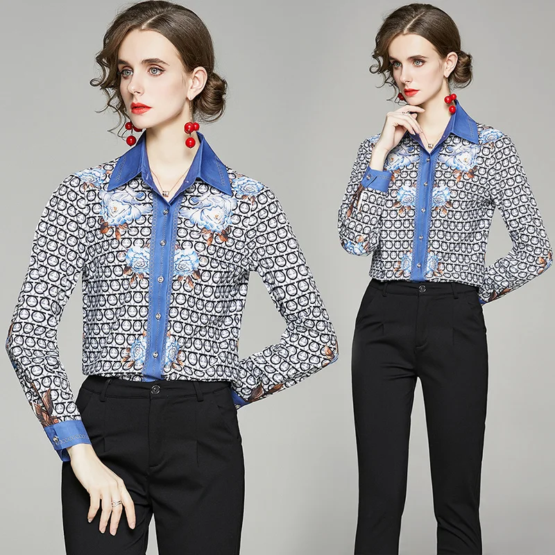 Print Women's Blouse Loose Polo Girl's Shirt Summer Season Fashion Long Sleeve Top Plus Size Casual Chiffon Lady Blusas Houthion
Print Women's Blouse Loose Polo Girl's Shirt Summer Season Fashion Long Sleeve Top Plus Size Casual Chiffon Lady Blusas Houthion