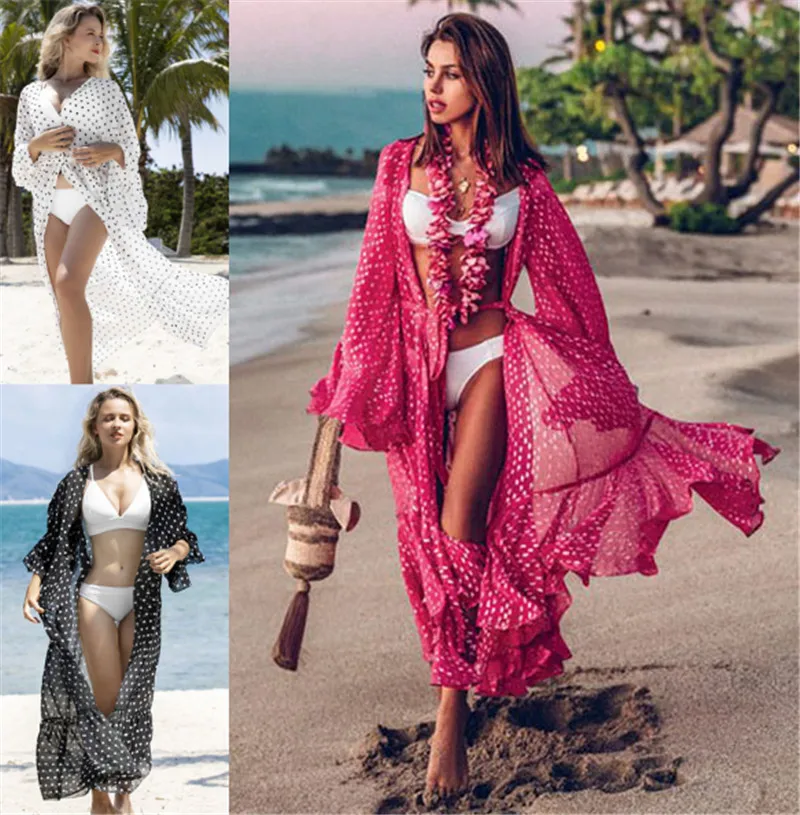 2021 Chiffon Dotted Prints Beach Sun Protection Shirt Shawl Long Coat Sexy Cardigan Vacation Skirt Bikini Cover Beach Dress
2021 Chiffon Dotted Prints Beach Sun Protection Shirt Shawl Long Coat Sexy Cardigan Vacation Skirt Bikini Cover Beach Dress