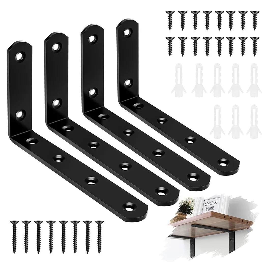 4pcs Shelf Brackets Thicken Iron L Shelf Brackets Right Angle Corner Brace Wall Hanging For Table Work Space Saving
4pcs Shelf Brackets Thicken Iron L Shelf Brackets Right Angle Corner Brace Wall Hanging For Table Work Space Saving