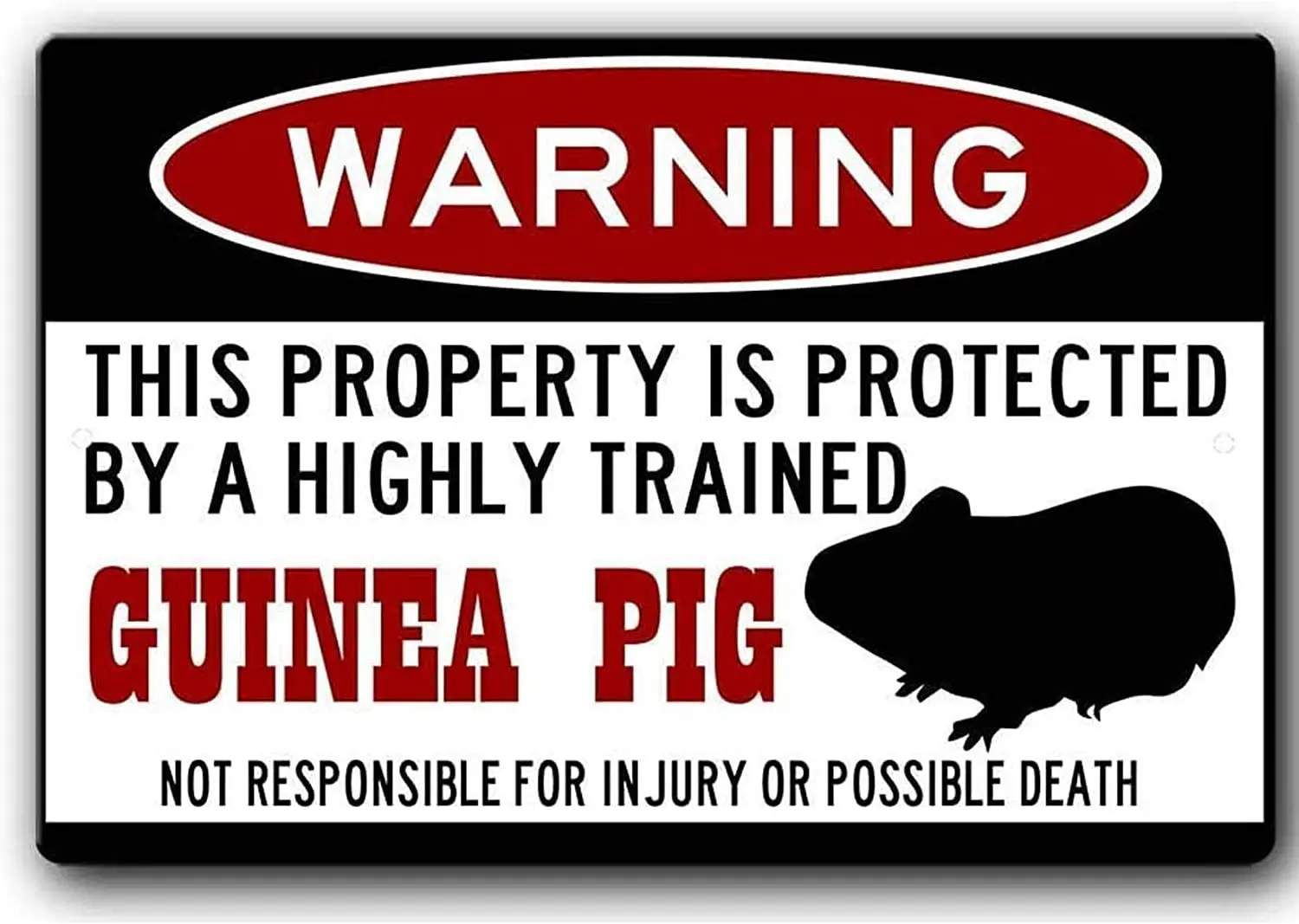 SmartCows Warning Warning Property Protected Guinea Pig Metal Sign 8 X 12 Inches
SmartCows Warning Warning Property Protected Guinea Pig Metal Sign 8 X 12 Inches