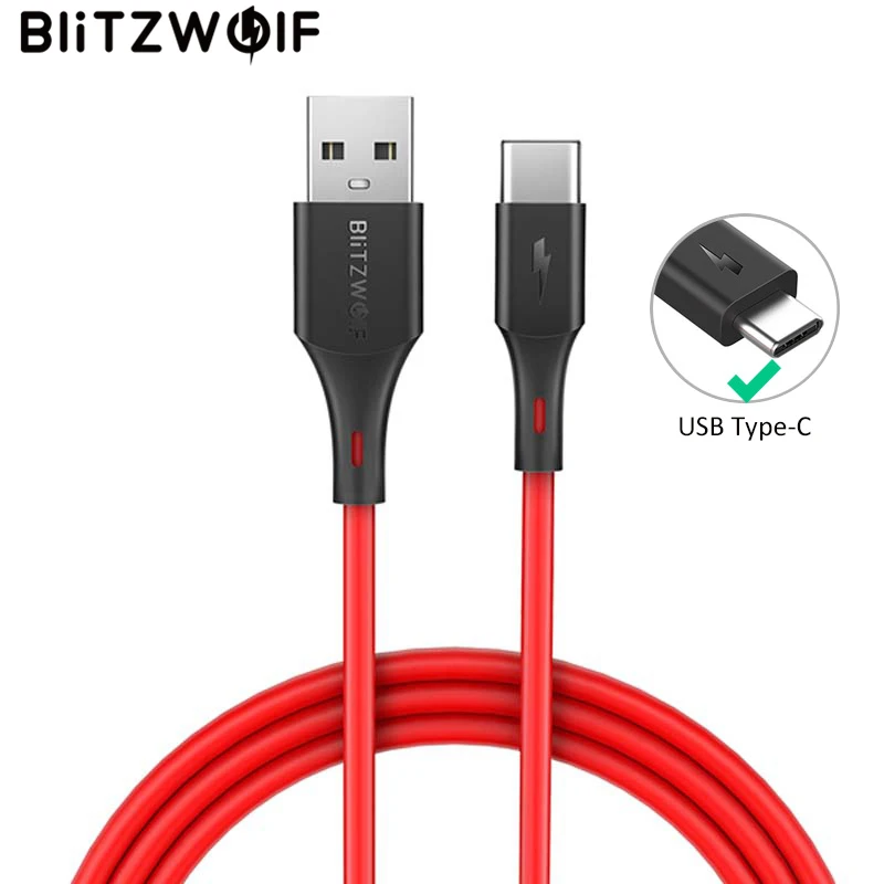 Фото Кабель BlitzWolf USB Type C 3A цвет и длина на выбор|Кабели для мобильных телефонов| |