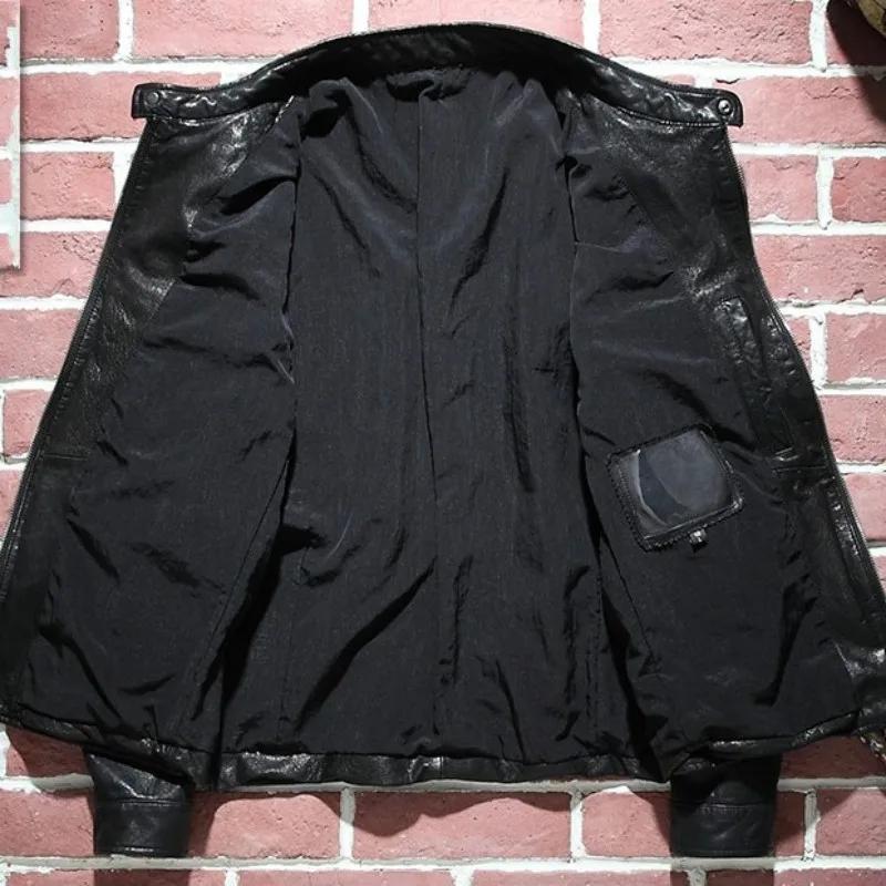 Brand Motorcycle Sheepskin Short Coat Men Fashion Slim Genuine Leather Jacket Plus Size 5XL Autumn Stand Collar Zipper Outerwear
Brand Motorcycle Sheepskin Short Coat Men Fashion Slim Genuine Leather Jacket Plus Size 5XL Autumn Stand Collar Zipper Outerwear