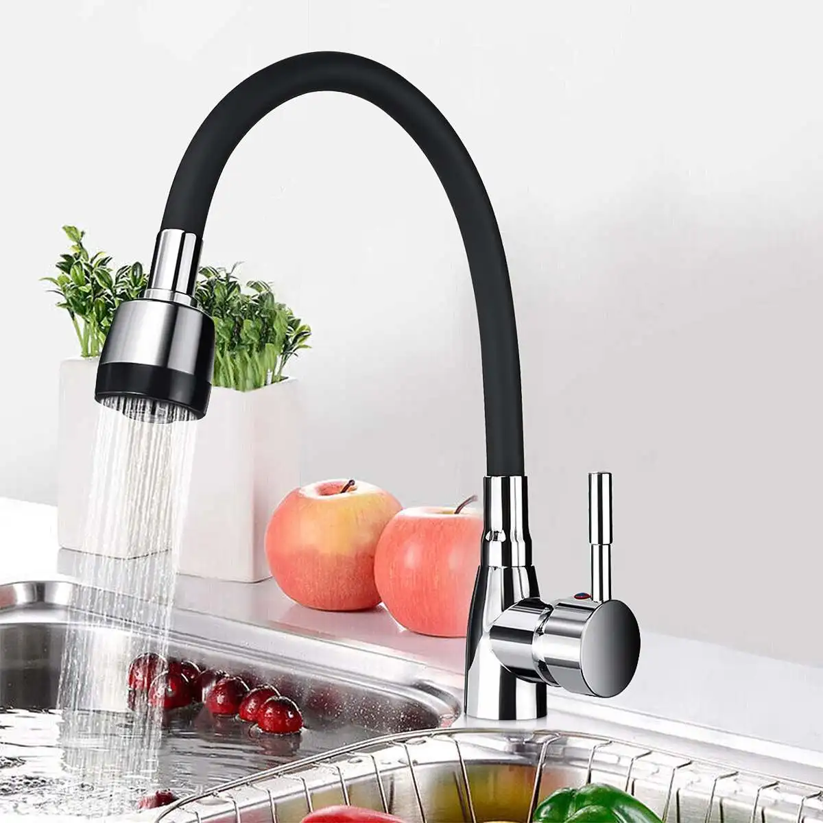 Polished Chrome Black 360Rotating Single Handle Kitchen Basin Faucet Cold and Hot Water Mixer Tap Torneira Deck Mounted
Polished Chrome Black 360Rotating Single Handle Kitchen Basin Faucet Cold and Hot Water Mixer Tap Torneira Deck Mounted