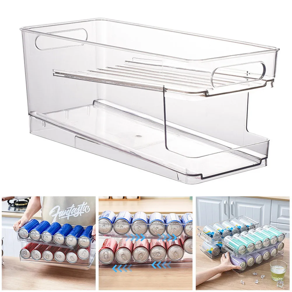 2-Tier Rolling Refrigerator Organizer Box Soda Beverage Bottle Self-Falling Rack For Kitchen Plastic Storage Holder Container
2-Tier Rolling Refrigerator Organizer Box Soda Beverage Bottle Self-Falling Rack For Kitchen Plastic Storage Holder Container