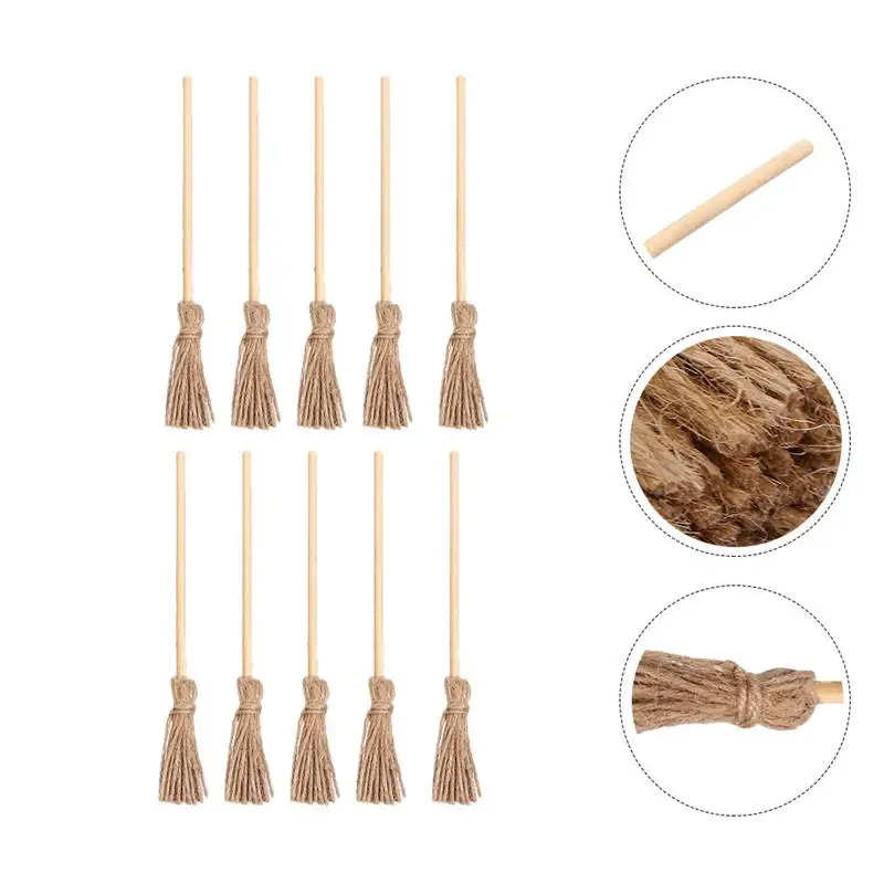 10Pcs Resin Pretty Mini Broom Props Mini Hand-woven Broom for Fairy Garden Dollhouse Children
10Pcs Resin Pretty Mini Broom Props Mini Hand-woven Broom for Fairy Garden Dollhouse Children