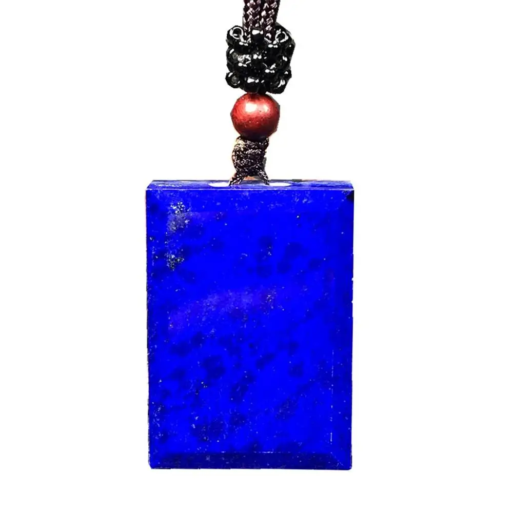

Ожерелье с кулоном из натурального синего лазурита для женщин и мужчин, ювелирное изделие с кристаллами 40x28x9 мм, бусины с прямоугольным камн...