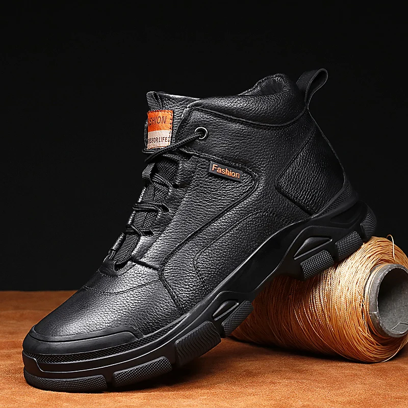 Men's Cotton Shoes Winter Plush Warmth High-Top Shoes Genuine Leather Thicken Keep Warm Snow Shoes Fashion Men Platform Shoes
Men's Cotton Shoes Winter Plush Warmth High-Top Shoes Genuine Leather Thicken Keep Warm Snow Shoes Fashion Men Platform Shoes