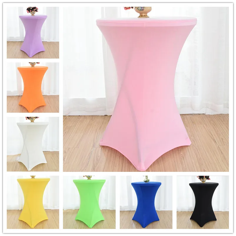

22 Colours High Top Cocktail Table Cover Spandex Lycra Wedding Party Table Covers Round for Folding Tables Decoration On Sale