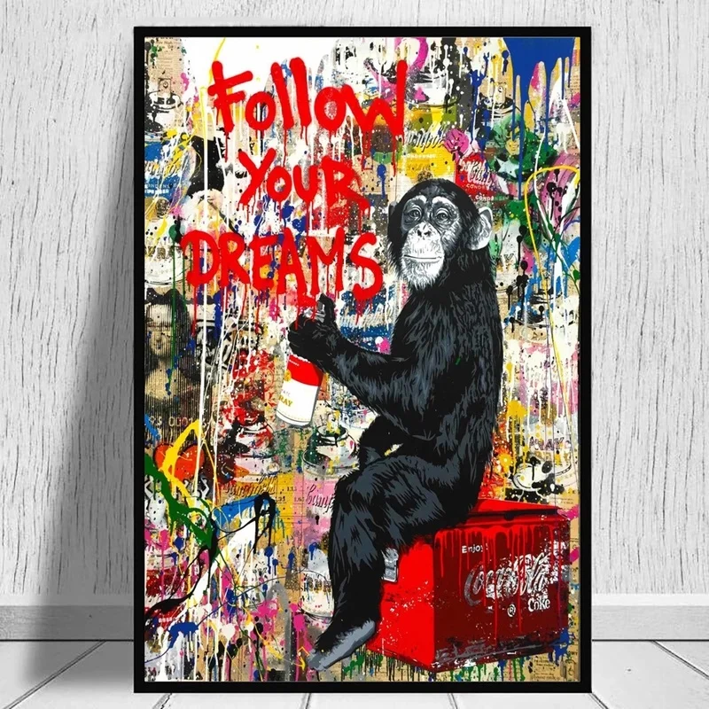 Monkey Modern Wall Art Posters and Prints Follow Your Dreams Clever Abstract Street Art Graffiti Canvas Painting Living Room
Monkey Modern Wall Art Posters and Prints Follow Your Dreams Clever Abstract Street Art Graffiti Canvas Painting Living Room