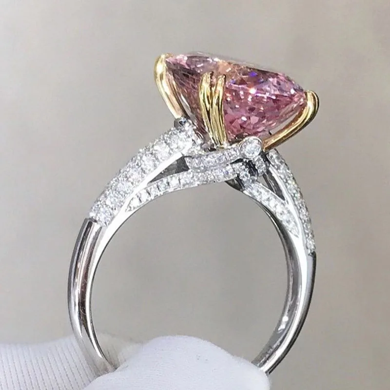 High Quality Color Separation 925 Silver Gold Claw Pav Pink Zircon Tourmaline Finger Ring Women Exquisite Jewelry Accessories
High Quality Color Separation 925 Silver Gold Claw Pav Pink Zircon Tourmaline Finger Ring Women Exquisite Jewelry Accessories