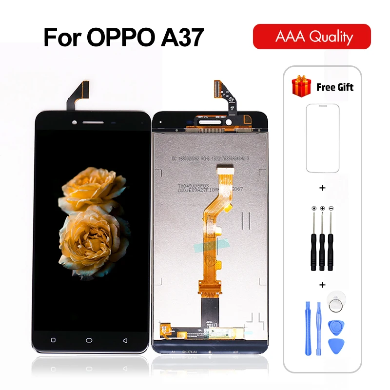 Фото Для Oppo A37 ЖК дисплей сенсорный экран в сборе дигитайзер панель для 100%