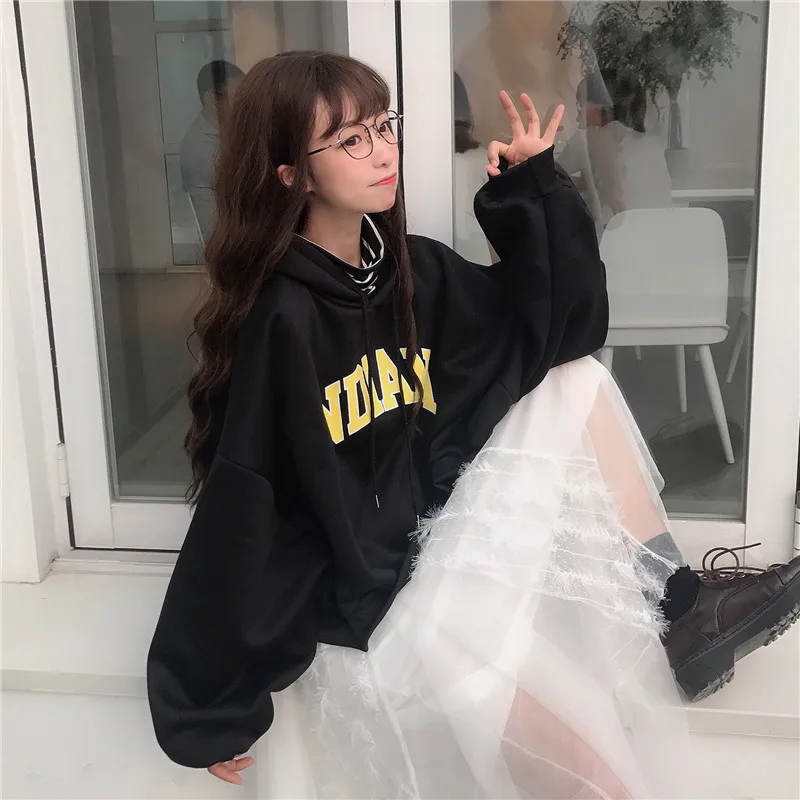 Hoodies Women Hooded Batwing Sleeve Short-sweatshirts Letter Fake Two Pieces Oversize Student Ulzzang Fashion Females Spring New
Hoodies Women Hooded Batwing Sleeve Short-sweatshirts Letter Fake Two Pieces Oversize Student Ulzzang Fashion Females Spring New